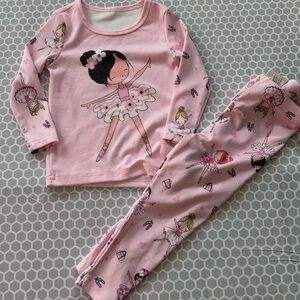 Charming Pink Ballerina Girls Pajama Set Size 18M